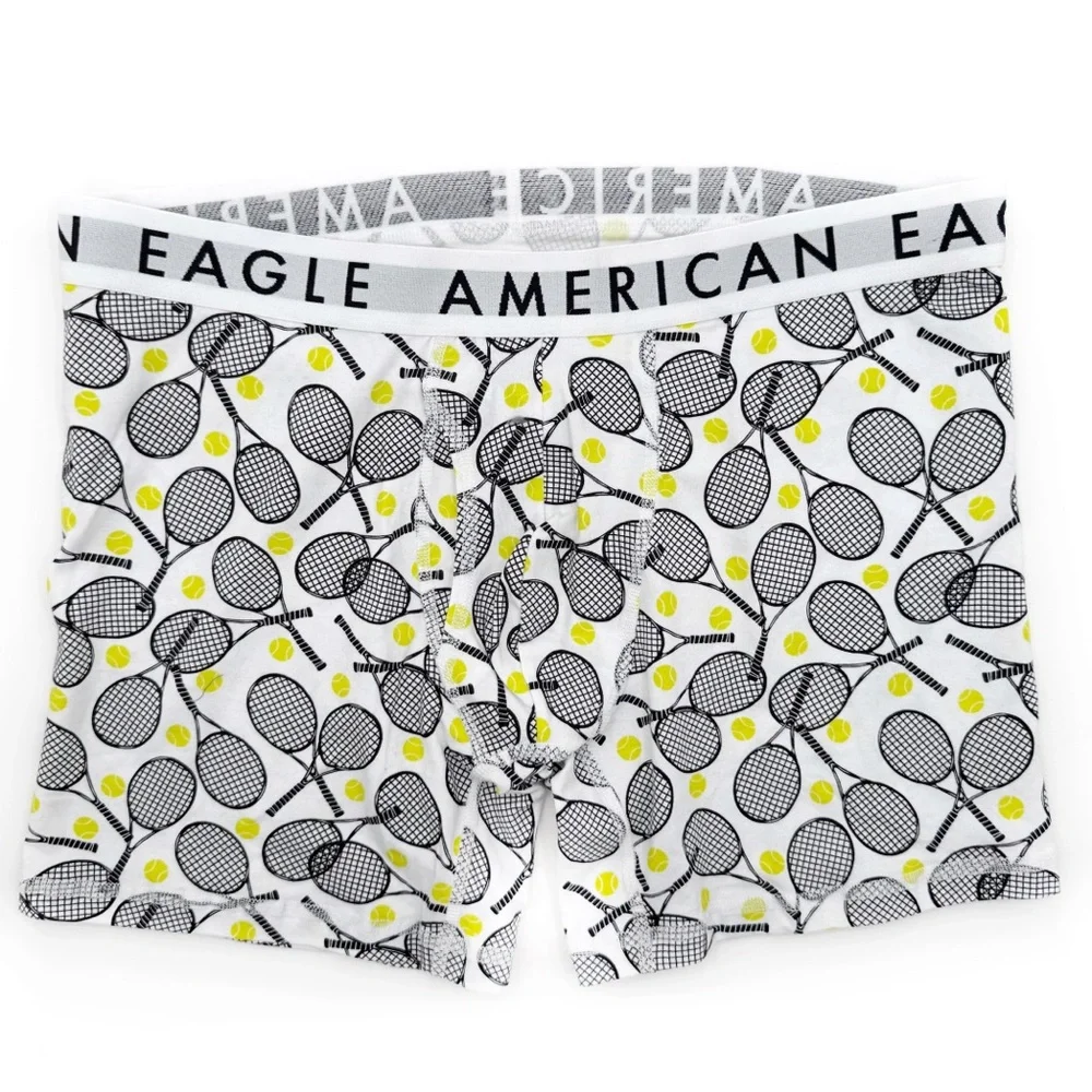 American Eagle Tennis Boxer Briefs Mens XL Underwear White Yellow Black Fun Gift